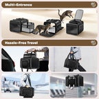 Top and 2 Sides Expandable Cat Carrier 17x11x11, TSA Airline Approved Dog Carriers for Medium Dogs, Soft-Sided Pet Carrier with Self-Locking Zippers for Kitten,Rabbit, Puppy, Guinea Pig Black White