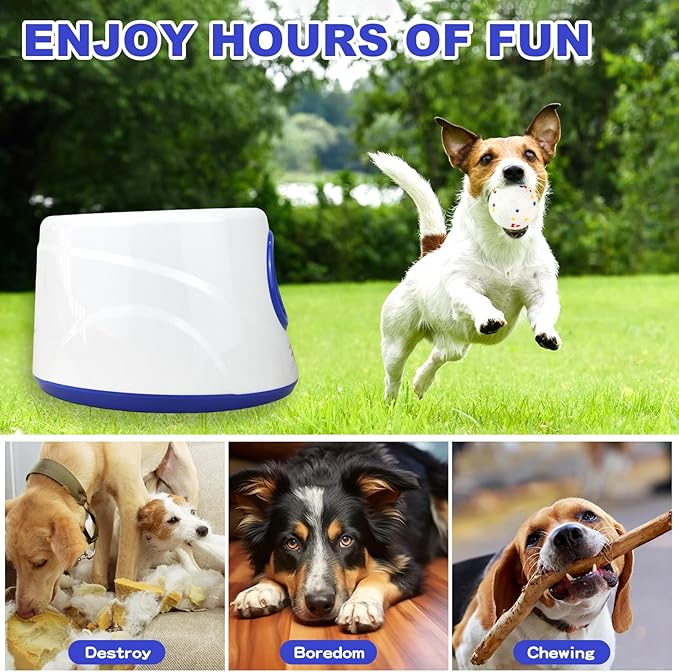 Automatic Ball Launcher for Dogs, Dog Ball Thrower with 19-32-45Ft Distance, Rechargeable Automatic Launcher with 6 Balls (2.2"), Dog Ball Launcher for Small & Medium Blue