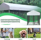 LEMBERI 8x4x4 Outside Dog Kennel with Roof for Large Dogs,Heavy Duty Welded Wire Steel Dog Playpen Fence with Secure Lock, Pet Pen with UV-Resistant Waterproof Cover (93.1''L x 50.4''W x 56.6'H)