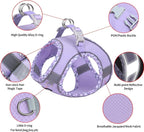 AIITLE Escape-Proof Dog Harness - Extra Soft Jacquard Fabric with Moisture-Wicking Lining, Adjustable Fit for Boston Terrier, Pekingese - Running, Playdates, Outdoor Adventures (Purple, L)