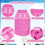 Warm Winter Pink Dog Sweater - Female Cold Weather Pet Clothes for Small Medium Large Dogs Girl Indoor Outdoor, Soft Classic Knit Puppy Apparel Coat