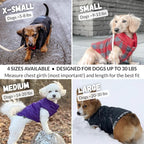 DJANGO Reversible Puffer Dog Coat – Warm Winter Dog Jacket & Water-Repellent Insulated Dog Coat w/Harness Hole, Windproof, Adjustable Fit for Small & Medium Dogs, Dachshunds – Twilight Blue, Medium