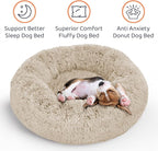 Donut Dog Bed - Premium Comfort for Anxiety Relief - Fluffy & Calming Design with Ultra-Plush Support | Cozy Round Dog Bed with Super Soft Circle Style (Size S Beige)