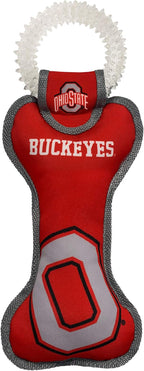 Pets First NCAA Ohio State Buckeyes Dental Dog TUG Toy with Squeaker. Tough PET Toy for Healthy Fun, Teething & Cleaning Pets Teeth & Gum