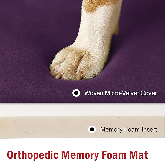 Majestic Pet Orthopedic Memory Foam Dog Crate Mat - Plush Pet Bed Pad for Crates & Kennels | USA Crafted | 24"x18" Villa Aubergine