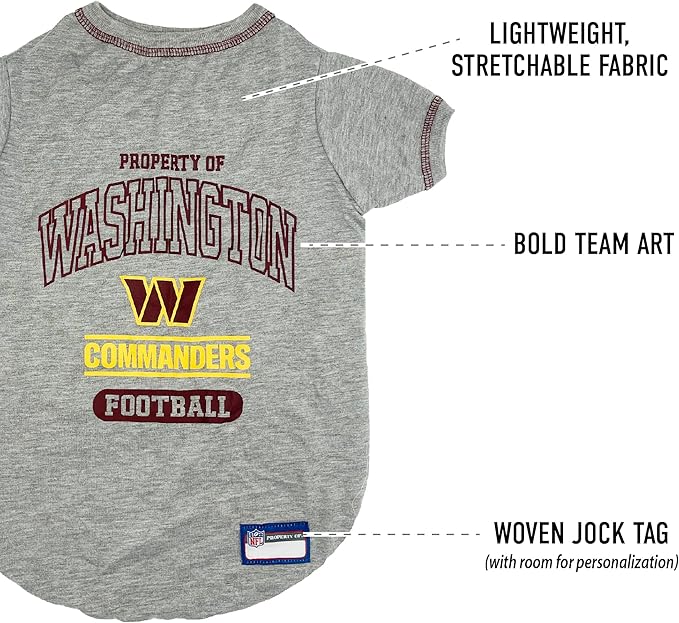 Pets First PET Shirt for Dogs & Cats - NFL Washington Commanders Dog T-Shirt, X-Small. - Cutest Pet Tee Shirt for The Real Sporty Pup! (WAC-4014-XS)
