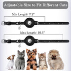 OOPSDOGGY Cat Collar for AirTag Holder, Leather Kitten Collars with Elastic Strap & Bell, Non Breakaway Adjustable Small Pet Collars for Indoor & Outdoor for Boy, Girl (Black)