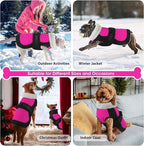 Dogcheer Waterproof Dog Coat, Christmas Dog Winter Jacket, Adjustable Puppy Fleece Coat for Cold Weather, Reflective Turtleneck Snow Jacket for Small Medium Large Dogs - Pink, S