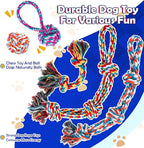 Dog Rope Toys for Aggressive Chewers, Nearly Indestructible Dog Toys Set for Large/Medium Dogs, Heavy Duty Natural Cotton Rope Chew Toy for Teething, Tug Toy 9 Pack