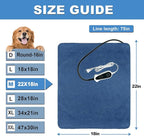 Bestio Cat Heating Pad, 22×18 in Heating Dog Bed Suitable for Medium and Small Pets, Adjustable Thermostat+Constant ON Function with Plush Cover - Blue