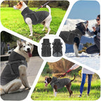 Mosucoirl Dog Raincoat Waterproof Dog Hoodie Reflective Dog Raincoat Hooded Adjustable Rain Jacket for Small Medium Large Dogs Puppies (Black, M)