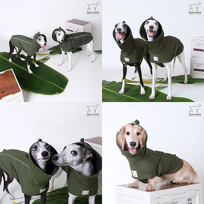 Waterproof Dog Raincoat, Hooded Raincoat for Dachshund Whippet Small Medium Large Dogs, Adjustable Dog Rain Coat Jacket (08(chest26-30'',back22.5-25.5))