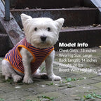 KYEESE 2Pack Dog Shirts Striped Soft Stretchy T-Shirts Lightweight Tank Top Sleeveless Dog Vest Breathable, XX-Large, Orange+Green