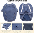 Queenmore Fleece Dog Sweater for Male Dogs, Soft Pullover Dog Sweatshirt with Leash Hole/Reflective Stripes – Cozy Winter Fleece Jacket for Small Medium Large Boy Puppy, Blue M