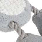 goDog Multi Tugs Rabbit Squeaky Plush & Rope Dog Toy, Chew Guard Technology - Gray, Small