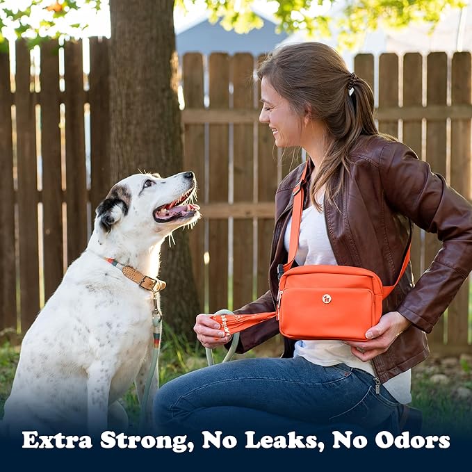 Puppington Certified Home Compostable Poop Bags - ASTM D6400 Compliant - 90 Extra Thick Bags - Plant Based - Pairs with Puppington 3-in-1 Bag & Fits all Standard Poop Bag Dispensers (Poppy Orange)