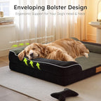 Dog Beds for Large Dogs, Orthopedic Dog Bed with Cooling Gel Memory Foam, Waterproof Large Pet Bed with Removable Washable Cover, 36" Pet Sofa Couch Dutch Velvet with Bone Toy, Black