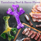 Dog Toys for Aggressive Chewers - 2 Pack Beef Bacon Flavor Tough Dogs Chew Toys, Indestructible Toy for Medium Large Dogs Gift