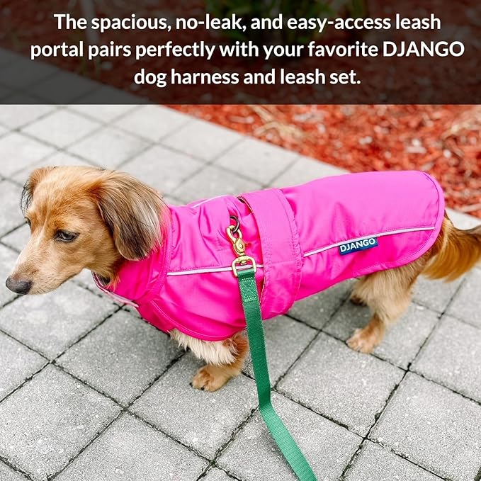 DJANGO Dog Jacket & Raincoat – Lightweight Water-Resistant Coat for Small, Medium, Long Dogs, Dachshunds – Reflective, Adjustable Fit, Harness-Compatible Easy-Access Harness Hole - Lilac Purple Medium