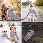 Dog Raincoat for Small Dogs Puppies Waterproof Hooded Rain Jacket with Reflective Strips Leash Hole & Poncho Adjustable Fit (Bluestripe,S)