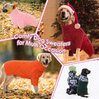 AOFITEE XXL Dog Sweater, Christmas Sweaters for Large Dogs, Warm Turtleneck Dog Sweater for Fall Winter Cold Weather, Solid Dogs Knit Sweatshirt for Golden Retriever, Labrador, Doberman (Pink, 2XL)
