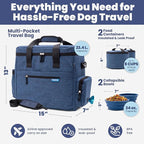 The Original Doggy Bag™ - Complete Dog Travel Bag for Supplies with 2 BPA-Free Travel Dog Bowls & 2 Pet Food Containers - Traveling Kit for Road Trips, Camping, Weekend Away or Doggy Gift - Navy