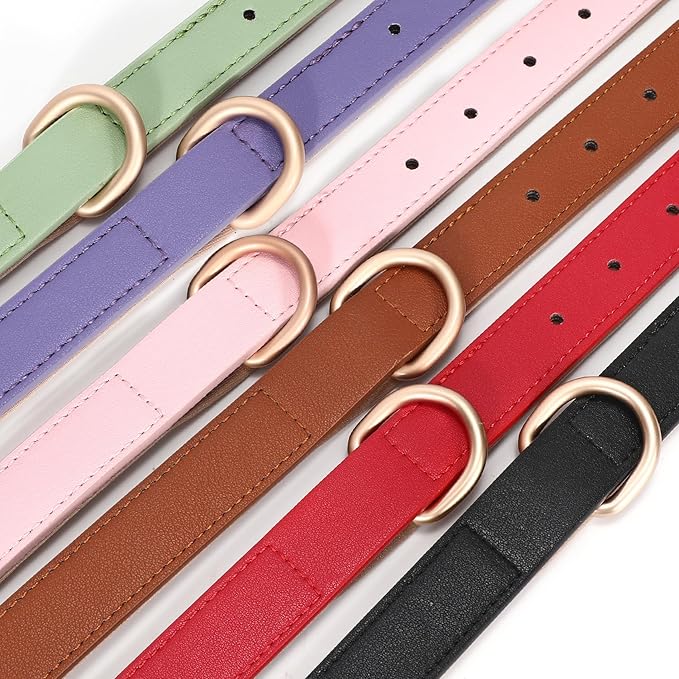 WHIPPY Leather Dog Collar for Small Medium Dog Adjustable Soft Breathable Leather Padded Puppy Collar with Alloy Buckle Heavy Duty Waterproof Classic Dog Pet Collar,Brown,XS