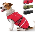 Dog Coat, Warm Dog Winter Coat Reflective Jacket Waterproof Fleece Vest, Pet Jacket Cozy for Cold Weather, Dogs Snowsuit Windproof, Adjustable Buckle for Medium Dogs