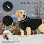 Dogcheer Dog Coat, Waterproof Dog Jacket with Harness, Reflective Adjustable Winter Coat with Zipper, Christmas Pet Snow Jacket Clothes for Small Medium Large Dogs - Black 3XL