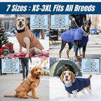 Outdoor Classic Quilted Active Fit Dog Winter Coat, Waterproof & Lightweight Coats for Large Dogs, 2-Layer High-Loft Jacket with Padded Insulation and Warmth Fleece, Pet Clothes for Girl Boy(Blue, L)