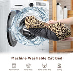 Rectangle Cat Dog Bed for Large Medium Small Pets Indoor Outdoor Machine Washable Sleeping Sofa Non-Slip Bottom Soft Puppy Bed Durable Orthopedic Calming Pet Cuddler (Small, Leopard)