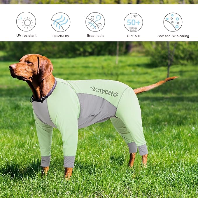 Yeapeeto Dog Sun Protection Cooling Suit UPF 50+, Quick-Dry Breathable Jumpsuit for Large & Medium Dogs, Outdoor Dirt-Resistant Shedding Control Pet Apparel (Chartreuse, 7X-Large)