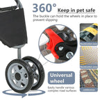 FDW Pet Stroller 3-Wheel Durable Foldable Cat Dog Stroller with Washable Liner Storage Basket Cup Holder,Black