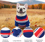 Dog Sweater for Small Medium Dogs & Cats, Classic Turtleneck Knitted Striped Pet Sweater, Warm Winter Soft Christmas Outfit for Boy & Girl Dogs, Small