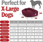 Majestic Pet 52 Inch Bagel Calming Dog Bed Washable – Cozy Soft Round Dog Bed with Spine Support for Dogs to Rest their Head - fluffy donut dog bed 52x35x11 (Inch) - Round Pet Bed X-Large – Burgundy