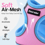 Dooradar Cat Harness and Leash Set, Escape Proof Lightweight Kitten Harness, Soft Breathable Reflective Vest for Outdoor Walking Traveling, Adjustable for Large Cats, Pink & Blue, L