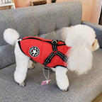 Aiboria Dog Jacket Windproof Warm Pet Fleece Coat Dog Sweater Padded Vest with Chest Strap Harness Red L