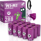 Pet N Pet Poop Bags for Dogs, 288 Counts Lavender Scented Dog Poop Bags Rolls with Leash Dispenser, USDA Certified 38% Plant Based & 62% PE Dogs Waste Bag, Doggie Poo Bag