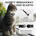AirTag Cat Collars, Stretchy Collar with Apple AirTag Holder and Bell, Breakaway Ultra Design Elastic GPS Tracking Collars for Cats and Puppies, (7.5-12.5 Inch), Black