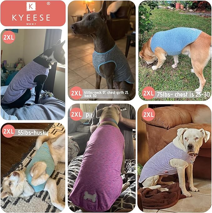 KYEESE 2Pack Dog Shirts with Reflective Label Sun Protection Quick Dry Dog T Shirt Soft Tank Top Stretchy Sleeveless Pet Vest Lightweight Pet Clothes, XX-Large