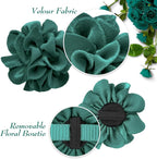 azuza 2 Pack Cat Collar Floral with Bell and Removable Flower Bowtie Breakaway Adjustable Velvet Fabric Cat Collar for Pets and Daily Decoration, Christmas Green & Light Green