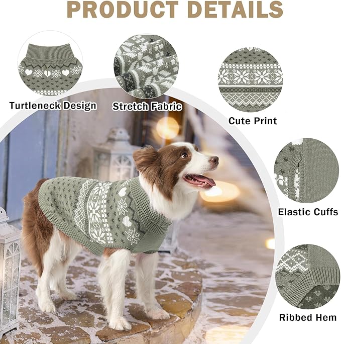 SCENEREAL Dog Sweaters for Small Dogs - Soft, Warm Turtleneck Small Dog Sweater, Ugly Knit Dog Christmas Outfits for Dachshund, Chihuahua, Pug, Yorkie,Winter Pet Clothes Male Female,Grey