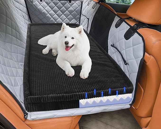 Dog Car Bed, Non-Slip Backseat Extender Pet Mat, Removable Washable Dog Bed for SUVs, Sedans & Trucks, Anti-Slip Travel Bed for Dogs, Easy Clean & Scratch-Proof & Comfort (56"x28.7")