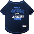NFL Los Angeles Chargers Dog T-shirt Medium. - Licensed Shirt for Pets Team Colored with Team Logos- Premium Stretchable Materials for the comfort of your Dog & Cat