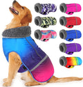 Dogcheer Warm Dog Coat, Waterproof Dog Winter Jacket Christmas Puppy Cold Weather Coats with Buckle, Reflective Adjustable Pet Snow Jacket for Small Medium Large Dogs - Gradient Blue-red, 3XL