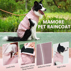 Waterproof Dog Raincoat, Adjustable Lightweight Dog Rain Jacket with Reflective Strip Leash Hole for Small Medium Large Dogs (Pink, XX-Large(55-77lb))