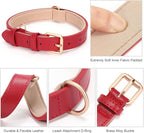 WHIPPY Leather Dog Collar for Small Medium Large Dog Adjustable Soft Breathable Leather Padded Puppy Collar with Alloy Buckle Heavy Duty Waterproof Classic Dog Pet Collar,red,XS