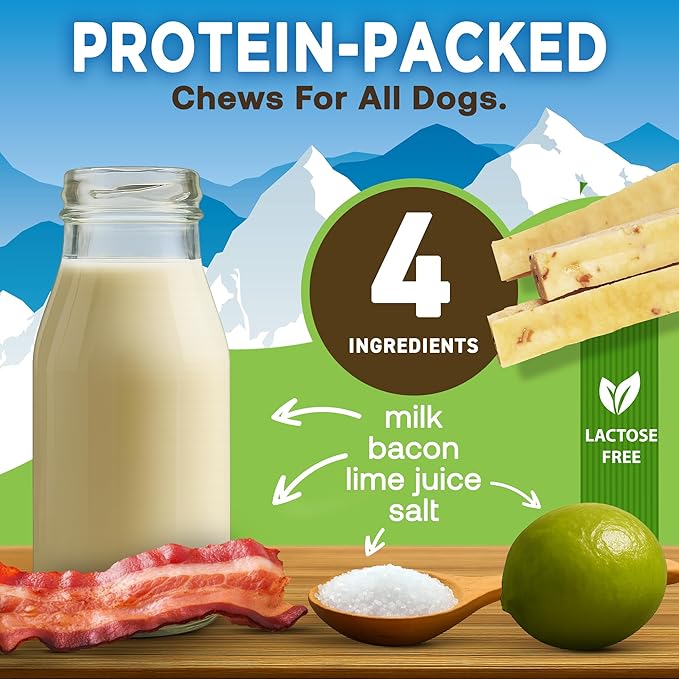 EcoKind Premium Gold Yak Cheese Himalayan Dog Chews, Dog Treats Large Breed, All Natural, High Protein Dog Chew, Bacon, Large - 3 Chews