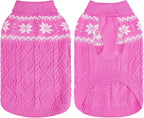 Warm Winter Pink Dog Sweater - Female Cold Weather Pet Clothes for Small Medium Large Dogs Girl Indoor Outdoor, Soft Classic Knit Puppy Apparel Coat