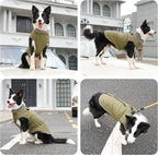 Warm Fleece Dog Coats with Durable Harness Buitl in D-Ring,Waterproof Puppy Jacket for Small Dogs,Dog Vest for Cold Winter,Green XS